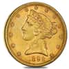 1892 S $5 Liberty Head Half Eagle Gold Coin PCGS AU 55