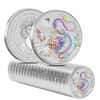 Box of 100 - 2024 1 oz Colorized Lunar White Dragon Silver Coin BU Perth Mint