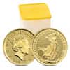Tube of 25 - 2022 Great Britain 1/10 oz Gold Britannia Coin .9999 Fine BU (Roll, Lot of 25)