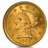 1896 $2.5 Liberty Head Quarter Eagle Gold Coin NGC AU 58