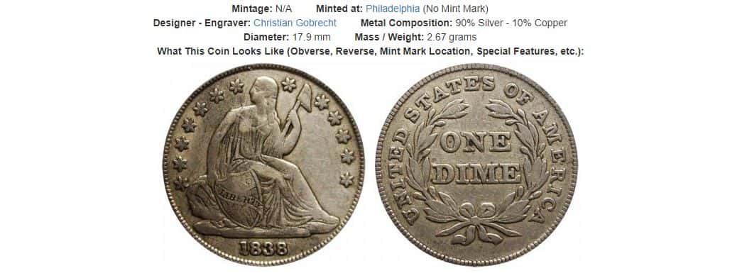 Liberty Seated Dime Stars on Obverse (1838-1859)
