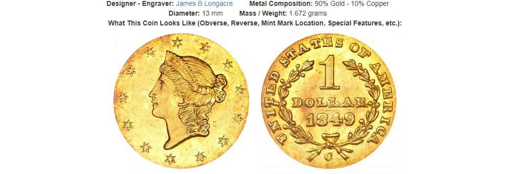 1849-C Gold Dollar