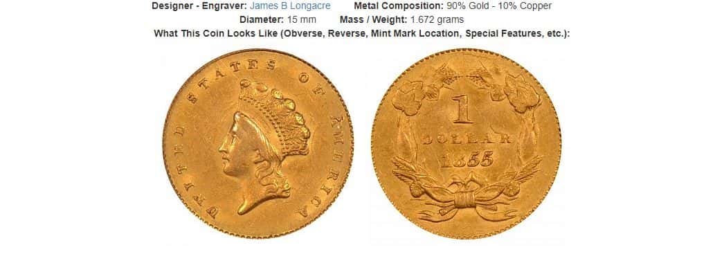 1855 Gold Dollar