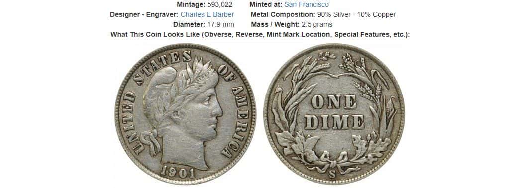 1901-S Barber Dime