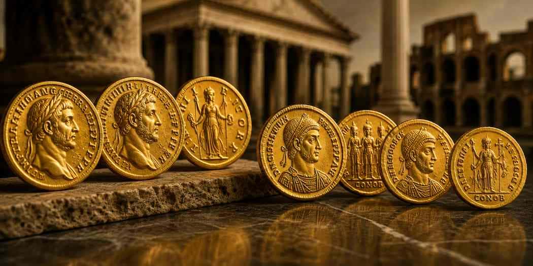 Roman Gold Coins: Aureus and Solidus from 100–400 AD
