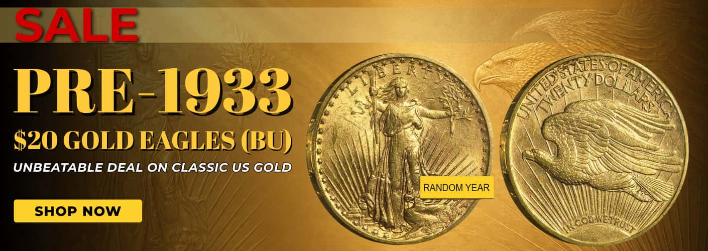 $20 Gold Double Eagle Saint Gaudens - Brilliant Uncirculated BU SALE