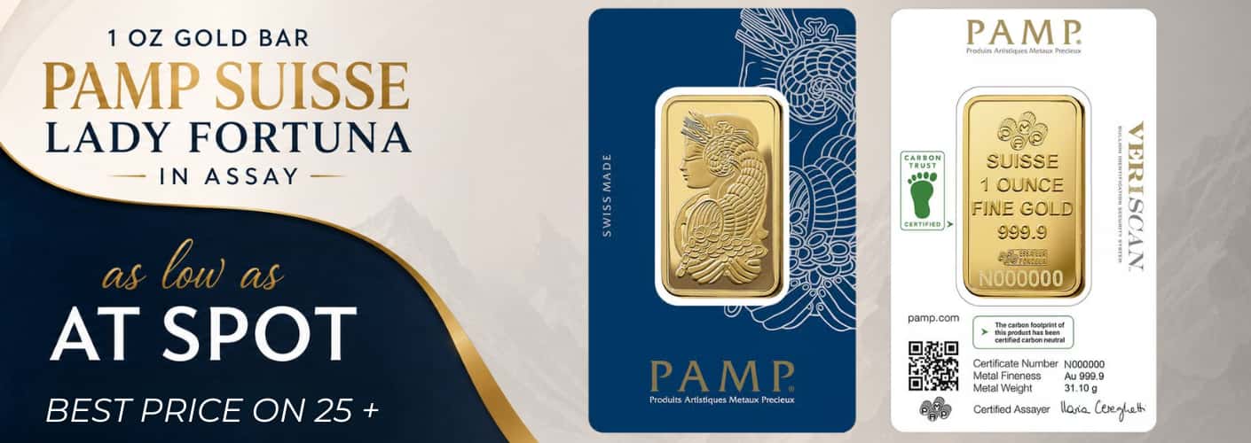 1 oz Gold Bar PAMP Suisse Lady Fortuna Veriscan (in Assay)