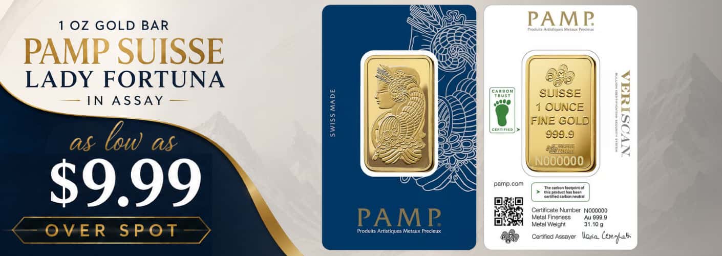 1 oz Gold Bar PAMP Suisse Lady Fortuna Veriscan (in Assay)