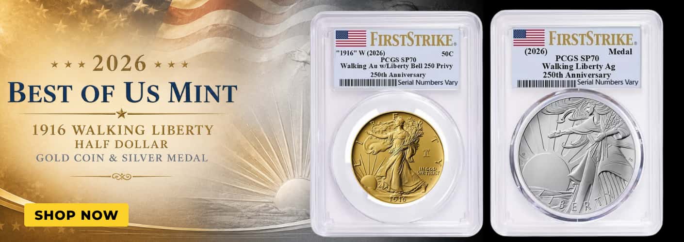2026 Best of US Mint 1916 Walking Liberty Half Dollar Gold Coin & Silver Medal