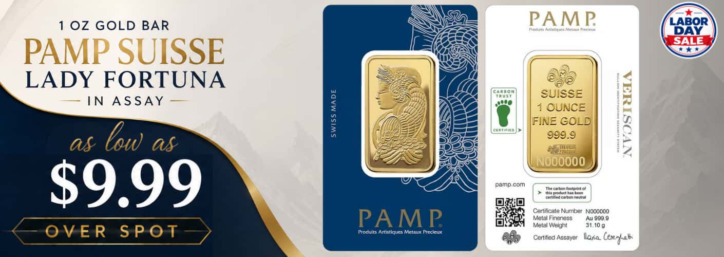 1 oz Gold Bar PAMP Suisse Lady Fortuna Veriscan (in Assay)