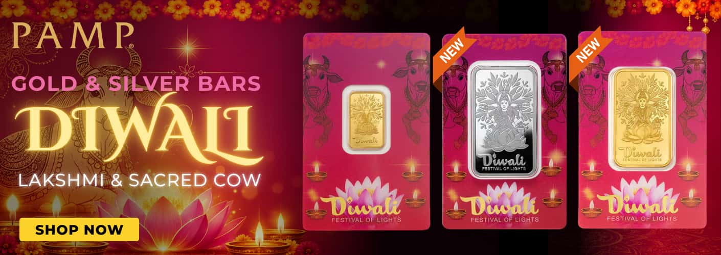 PAMP Suisse Diwali Lakshmi & Sacred Cow Gold and Silver Bars