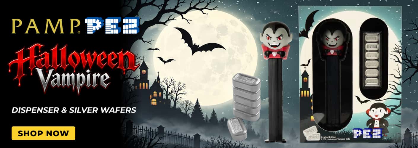 30 Gram PAMP Halloween Vampire PEZ® Dispenser & Silver Wafers