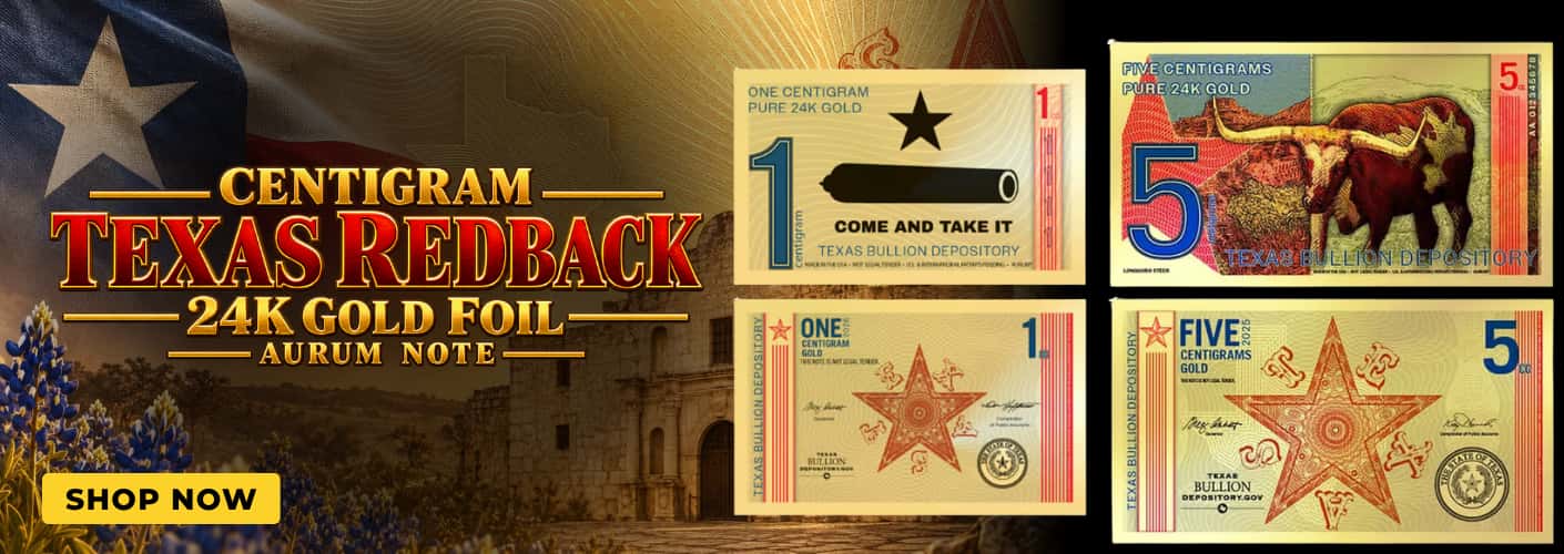 Centigram Texas Redback 24K Gold Foil Aurum Note