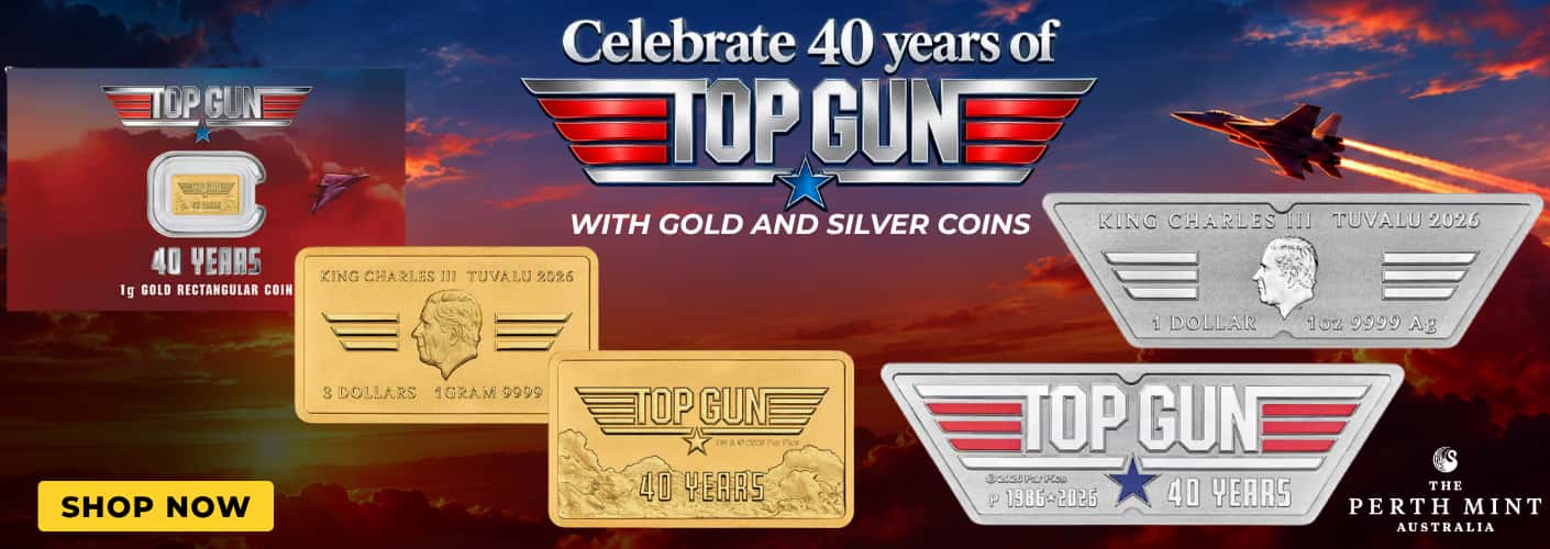 2026  40 Years of Top Gun Gold and Silver Rectangle Coins Perth Mint