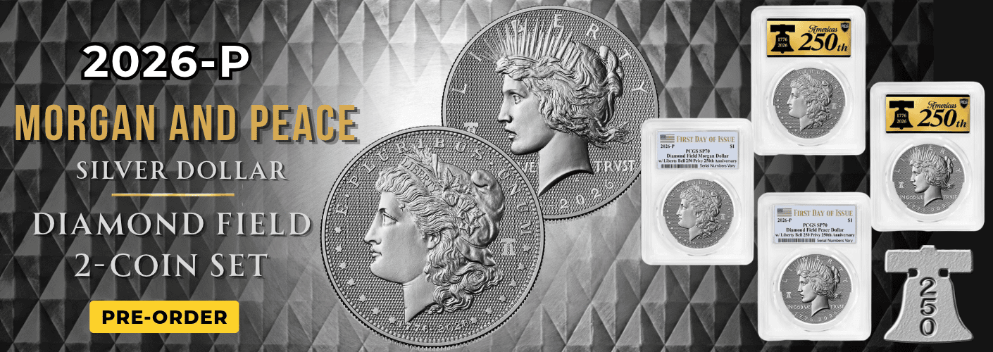 2026-P Morgan and Peace Silver Dollar Diamond Field 2-Coin Set