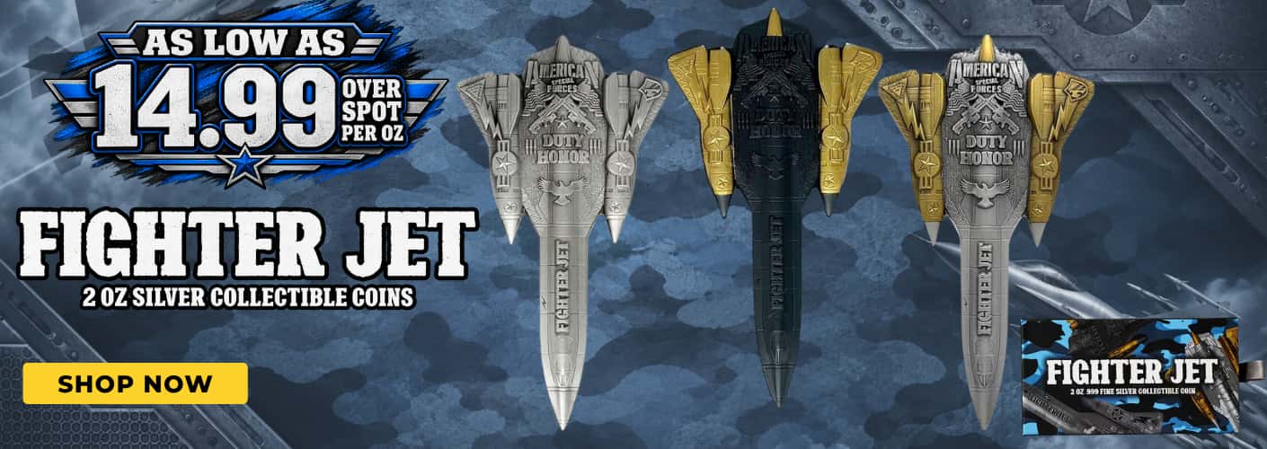 2 oz Silver Fighter Jet Shaped Coins Collectible Bullion