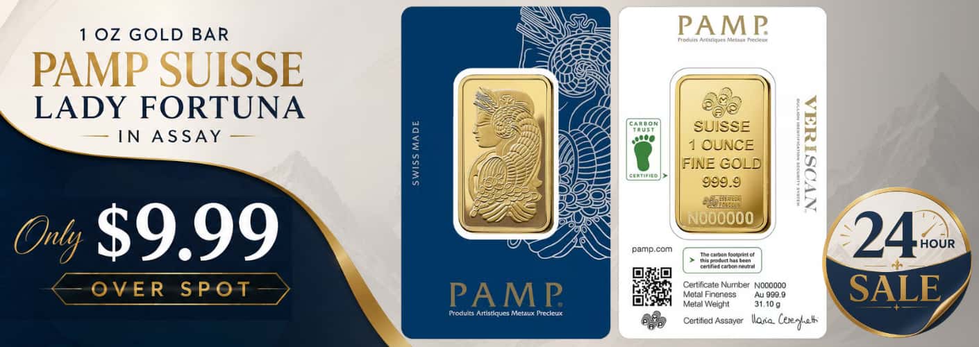 1 oz Gold Bar PAMP Suisse Lady Fortuna Veriscan (in Assay)