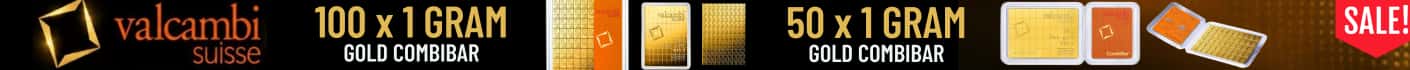 100 x 1 and 50x1 Gram Gold Valcambi CombiBar .9999 Fine (In Assay) Sale