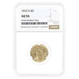 1912-S $5 Indian Head Half Eagle Gold Coin NGC AU 55