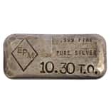 10.30 oz Eastern Precious Metals (EPM) Cast Vintage Silver Bar .999 Fine