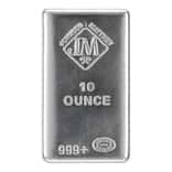 10 oz Johnson Matthey JM Cast Silver Bar .999+ Fine (USA)