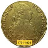 1791-1803 Spain 4 Escudos Gold Coin Cleaned (Random Year)