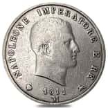 1809 - 1814 Italy 5 Lire Kingdom of Napoleon Silver Coin Circ ASW .7234 oz
