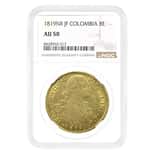 1819-NR JF Colombia 8 Escudos Ferdinand VII Gold Coin NGC AU 50