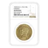 1826 Eagle L Italy Sardinia 80 Lire Gold Coin NGC AU Details