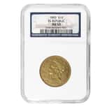 1843 $10 Liberty Head Gold Eagle Coin SS Republic Shipwreck NGC AU 53