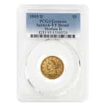 1843 D $5 Liberty Head Half Eagle Gold Coin PCGS VF Detail