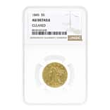 1845 $5 Liberty Head Half Eagle Gold Coin NGC AU Details