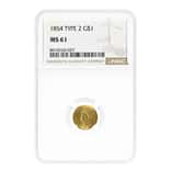 1854 $1 Indian Princess Head Gold Coin Type 2 NGC MS 61