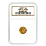 1855 $1 Gold Indian Princess Head Type 2 NGC AU 55