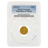 1855 O $1 Gold Indian Princess Head Type 2 PCGS AU Detail