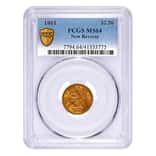 1861 $2.5 Liberty Head Quarter Eagle Gold Coin New Reverse PCGS MS 64