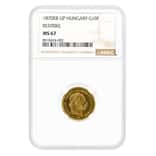 1870 Hungary 4 Forint/10 Francs Restrike Gold Coin NGC MS 67