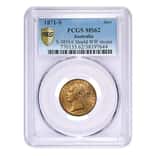 1871-S Australia Sovereign S-3855A Shield WW Incuse Gold Coin PCGS MS 62