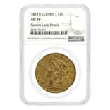 1873-S $20 Liberty Head Double Eagle Gold Coin Closed 3 NGC AU 55