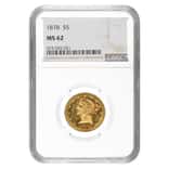 1878 $5 Liberty Head Half Eagle Gold Coin NGC MS 62