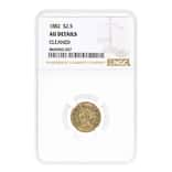 1882 $2.5 Liberty Head Quarter Eagle Gold Coin NGC AU Details