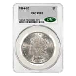 1884-CC Morgan Silver Dollar $1 CAC MS 62