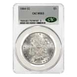 1884-CC Morgan Silver Dollar $1 CAC MS 63