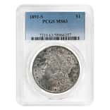 1891-S Morgan Silver Dollar $1 PCGS MS 63