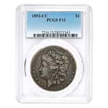 1892-CC Morgan Silver Dollar $1 PCGS F 12