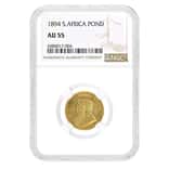 1894 South Africa 1 Pond Gold Coin NGC AU 55