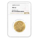 1895-O $10 Liberty Head Eagle Gold Coin NGC MS 62