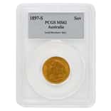 1897 S Australia Gold Sovereign Victoria Veil Head PCGS MS 62