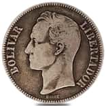 1900-1936 Venezuela 5 Bolivares Silver Coin Avg Circ ASW .7234 oz (Random Year)