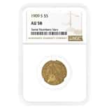 1909 S $5 Indian Head Half Eagle Gold Coin NGC AU 58